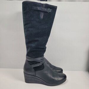 UGG Women's Black Leather & Suede Wedge Knee-High Boots S/N 1005266 US Size 9